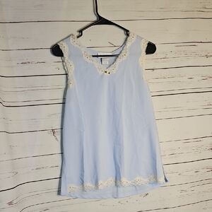 Morgan Taylor Intimates‎ Blue Lace Trim Sleeveless Nightgown L  SET